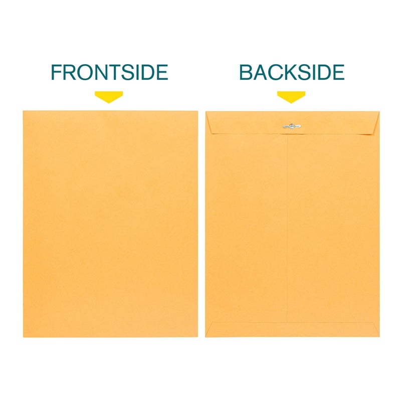 EnDoc 10 x 13 Clasp Envelopes â€“ 100 Pack Brown Kraft Catalog Envelopes with Clasp Closure & Gummed Seal â€“ 28lb Heavyweight Paper 10x13 inches Envelopes for Home, Office, Business, Legal or School - Image 3